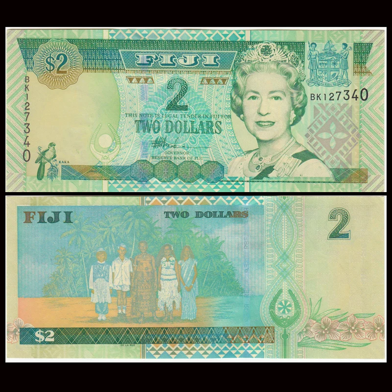 Fiji 2 Dollars, ND(2002), P-104, UNC, Uncirculated, Paper Note, Oceania. Elizabeth II, Collection, Gift, Original
Fiji 2 Dollars, ND(2002), P-104, UNC, Uncirculated, Paper Note, Oceania. Elizabeth II, Collection, Gift, Original