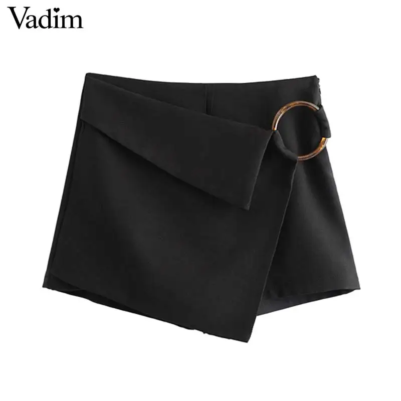 Vadim women elegant black shorts skirts asymmetrical design ring side zipper female casual chic shorts pantalones cortos SA087
Vadim women elegant black shorts skirts asymmetrical design ring side zipper female casual chic shorts pantalones cortos SA087