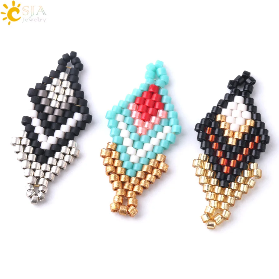 CSJA Bohemia Rhombus Charms Imported Miyuki Delica Bead Geometric Chic Pendant for Women Friendship Jewelry Bracelet Making S307
CSJA Bohemia Rhombus Charms Imported Miyuki Delica Bead Geometric Chic Pendant for Women Friendship Jewelry Bracelet Making S307