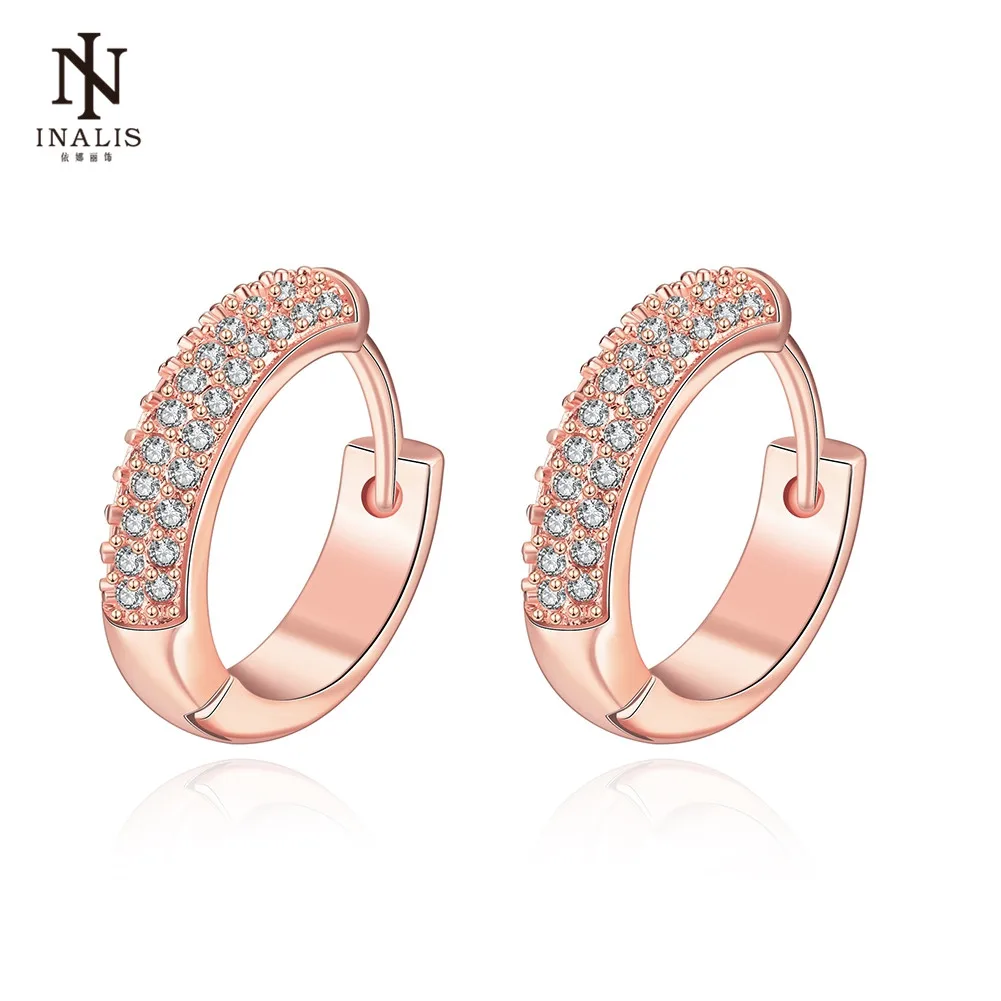 INALIS Round Copper Stud Earrings Gold Color And Rose Gold Color Zircon For Women Leisure life Wedding Party Jewelry
INALIS Round Copper Stud Earrings Gold Color And Rose Gold Color Zircon For Women Leisure life Wedding Party Jewelry