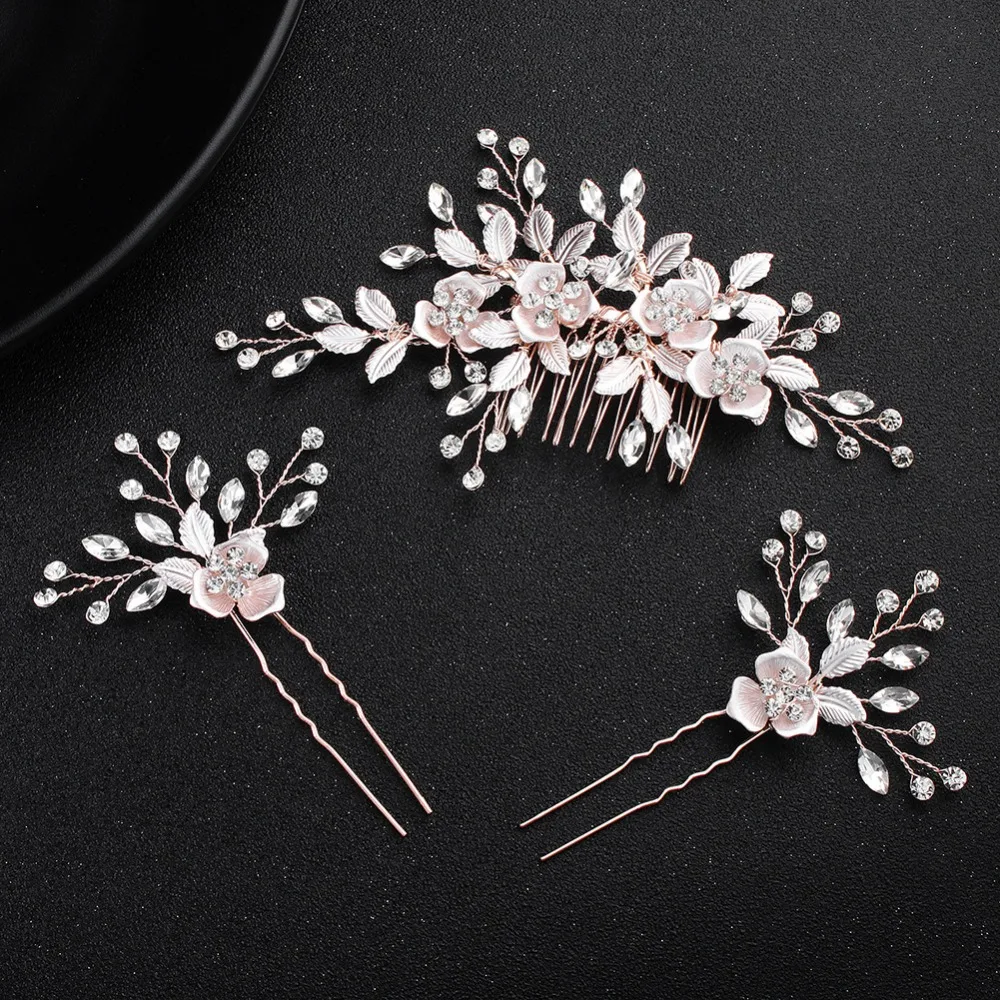 Exquisite floral leaf bridal tiara wedding dress accessories rose element hair comb evening dress accessories
Exquisite floral leaf bridal tiara wedding dress accessories rose element hair comb evening dress accessories