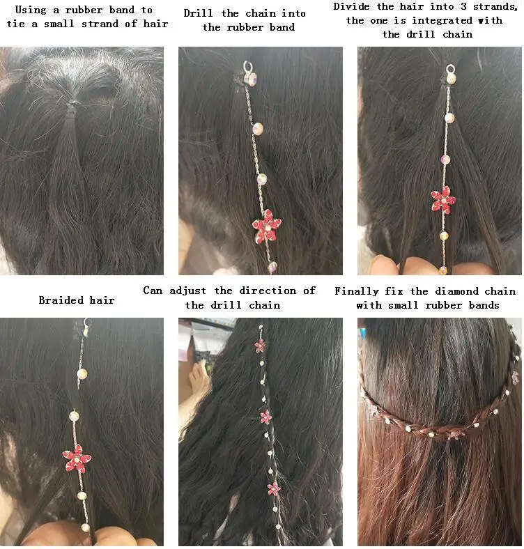 Tool Extension Rhinestone Jewelry Hair Chain Hair Braid Glitter Headwear 