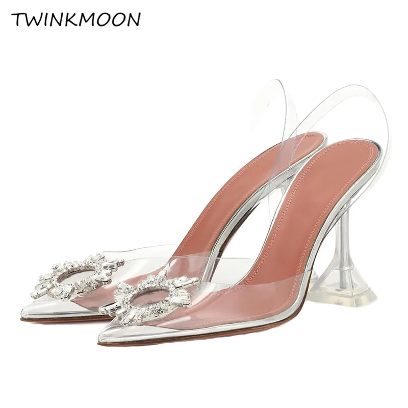 Clear Shoes High Heels Triangle Cup Sexy Transparent Sandals Women Rhinestone Pointed Toe PVC Summer Slingback Sandalias mujer
Clear Shoes High Heels Triangle Cup Sexy Transparent Sandals Women Rhinestone Pointed Toe PVC Summer Slingback Sandalias mujer