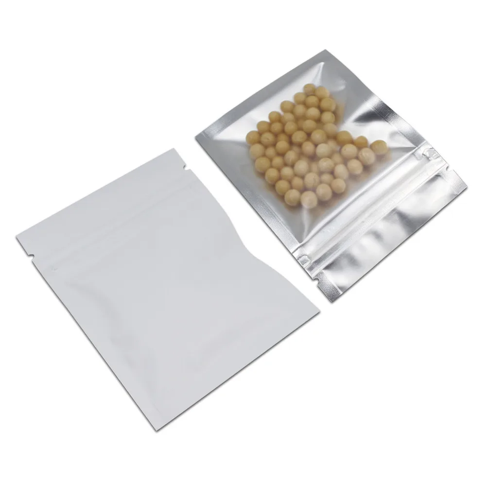 Zip Lock Aluminum Foil Bag White Mylar Foil Storage Pouch Retails Packaging Bags Self Seal Zipper Bag for Food Powder Candy Pack
Zip Lock Aluminum Foil Bag White Mylar Foil Storage Pouch Retails Packaging Bags Self Seal Zipper Bag for Food Powder Candy Pack