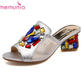 MEMUNIA 2019 new arrival women sandals square high heels summer mules shoes crystal peep toe elegant party shoes woman Silver
MEMUNIA 2019 new arrival women sandals square high heels summer mules shoes crystal peep toe elegant party shoes woman Silver