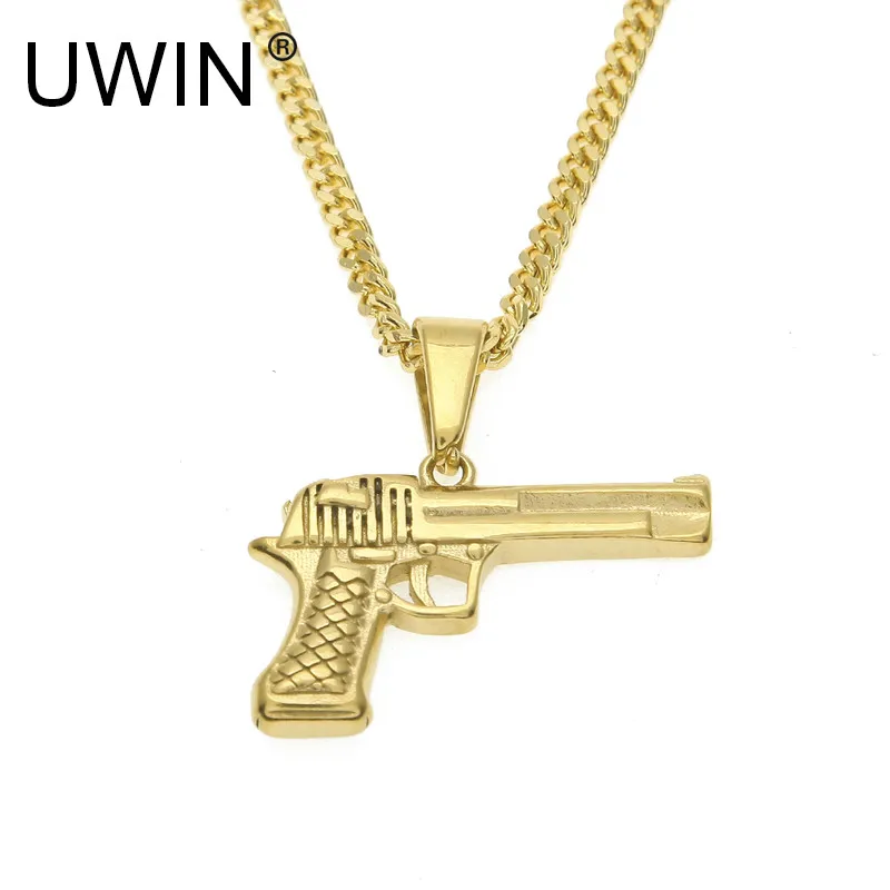 UWIN European Style Gun Pendant Necklace Chain Gold Color Stainless Steel Men Hip Hop Pistol Necklace Fashion Jewelry Women
UWIN European Style Gun Pendant Necklace Chain Gold Color Stainless Steel Men Hip Hop Pistol Necklace Fashion Jewelry Women