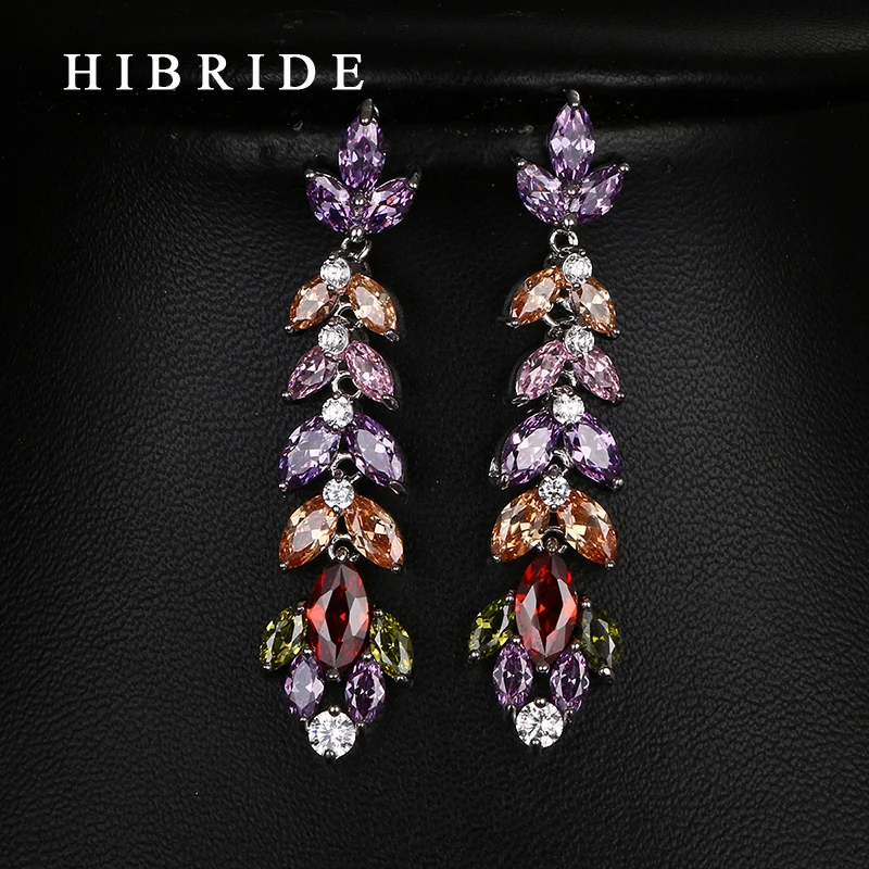 HIBRIDE Fashion Jewelry Multicolor Zircon Stone Earrings ,Trendy Women Long Drop Earrings For Party E-39
HIBRIDE Fashion Jewelry Multicolor Zircon Stone Earrings ,Trendy Women Long Drop Earrings For Party E-39