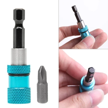 60mm 1/4" Hex Shank Magnetic Drywall Screw Drills Screwdriver Holder With Bits