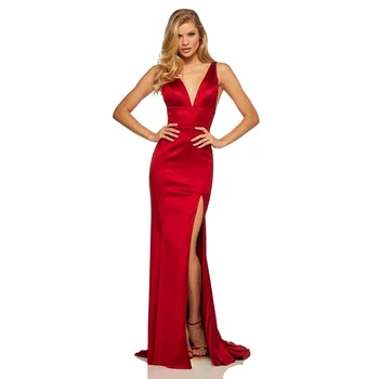 Sleeveless Deep V Neck Maxi Dress Burgundy Split Leg Backless V Back Floor Length Mermaid Party Dress
Sleeveless Deep V Neck Maxi Dress Burgundy Split Leg Backless V Back Floor Length Mermaid Party Dress