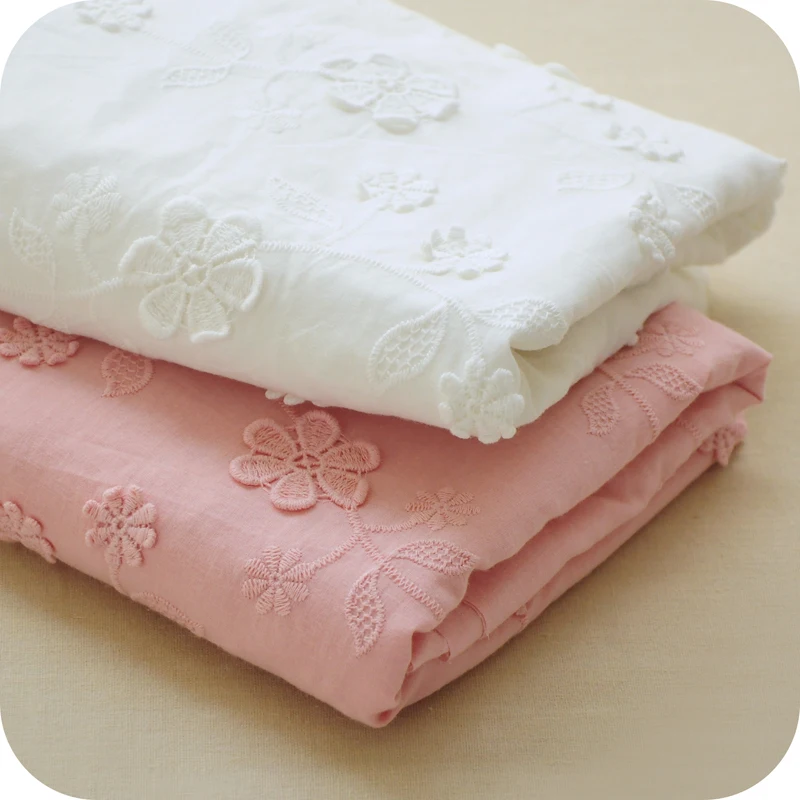 Pink white cotton cloth embroidery flower lace fabric diy handmade dress Baby clothes sewing accessories 130cm wide
Pink white cotton cloth embroidery flower lace fabric diy handmade dress Baby clothes sewing accessories 130cm wide