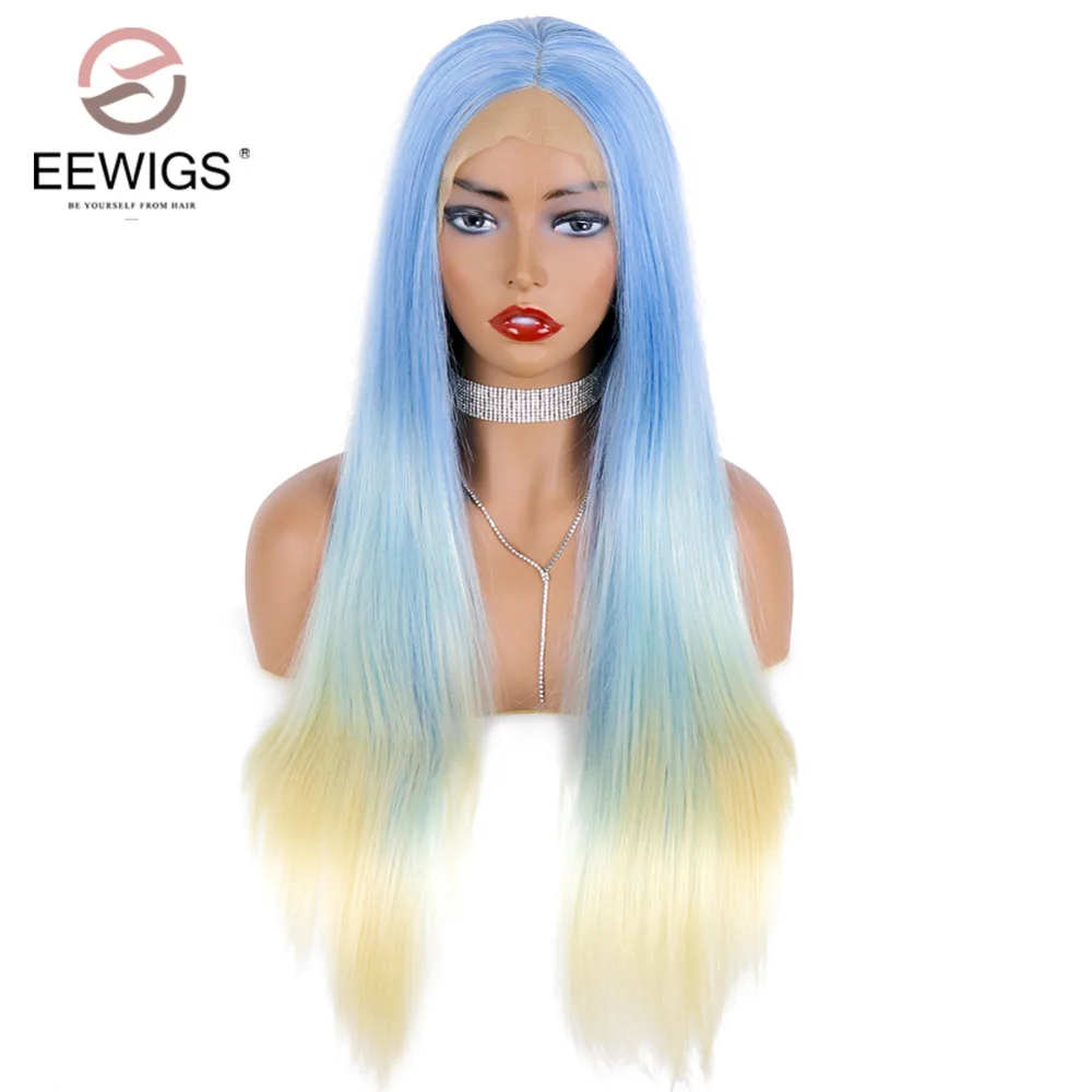 EEWIGS 3 Tones Blue to Yellow Ombre Lace Front Wig Heat Resisatnt Synthetic Lace Front Wig for Women Straight Wigs Daily Wear
EEWIGS 3 Tones Blue to Yellow Ombre Lace Front Wig Heat Resisatnt Synthetic Lace Front Wig for Women Straight Wigs Daily Wear