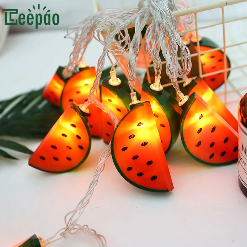 Фото 10LED Fruit String Lights Waterproof Led Decor Lemon/Watermelon/Pineapple Shape Lamp Battery Powered | Освещение