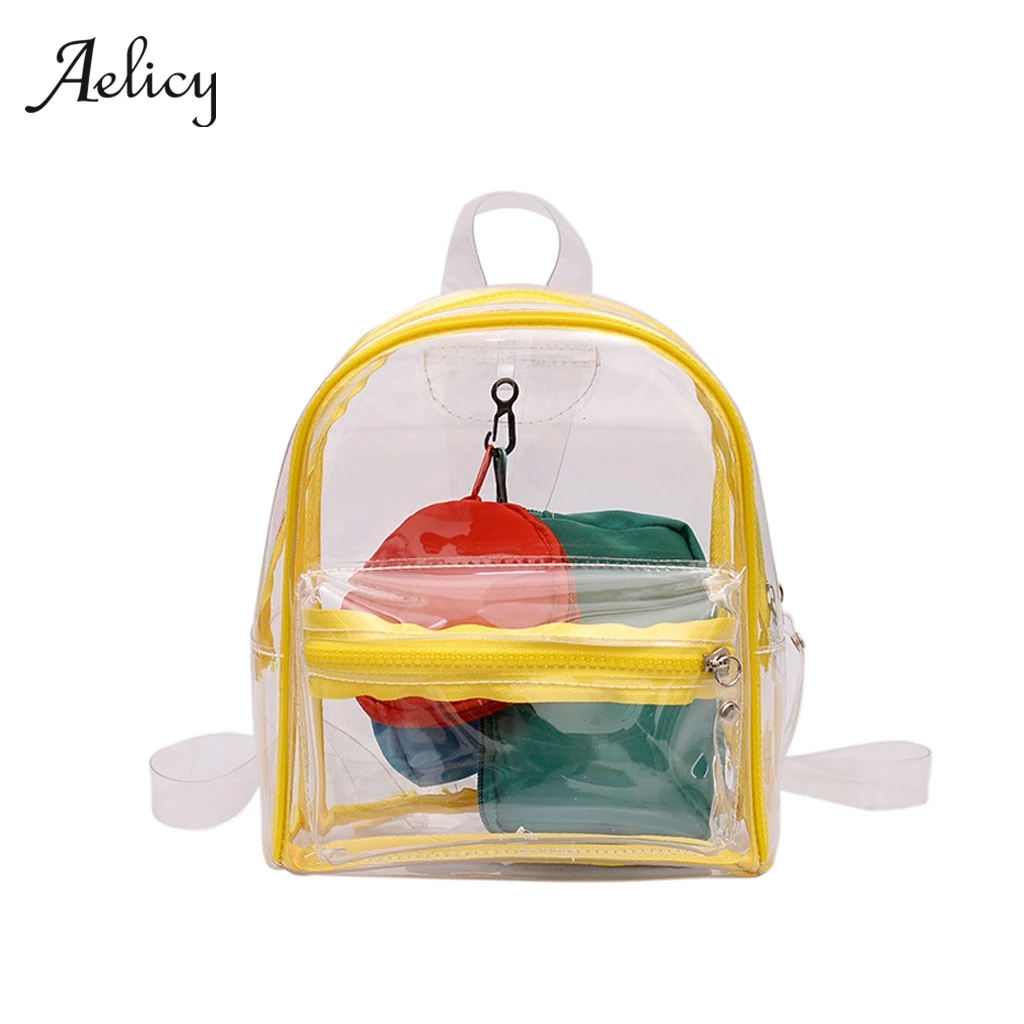 Фото Женский прозрачный рюкзак Aelicy мини-рюкзак из ПВХ на молнии для