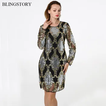 BLINGSTORY European Luxury Spring Dresses Heavy Industry Sequin Nailed Beads Long Sleeve Dress 2019 Drop-Shipping
BLINGSTORY European Luxury Spring Dresses Heavy Industry Sequin Nailed Beads Long Sleeve Dress 2019 Drop-Shipping