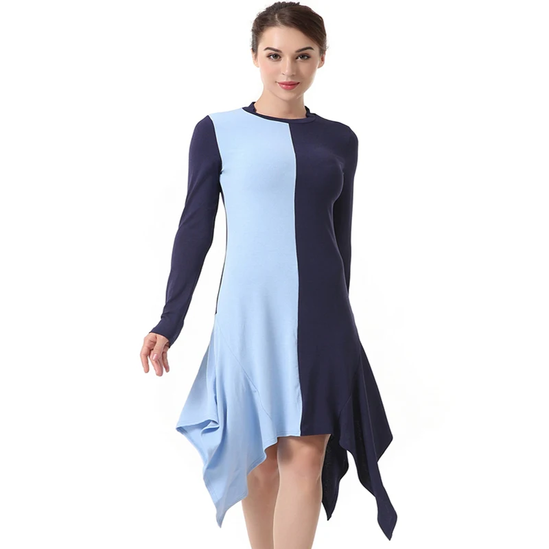 Summer Women's Round Neck Long Sleeve Irregular Colorblock Dress Fashion Slim Party Dress
Summer Women's Round Neck Long Sleeve Irregular Colorblock Dress Fashion Slim Party Dress