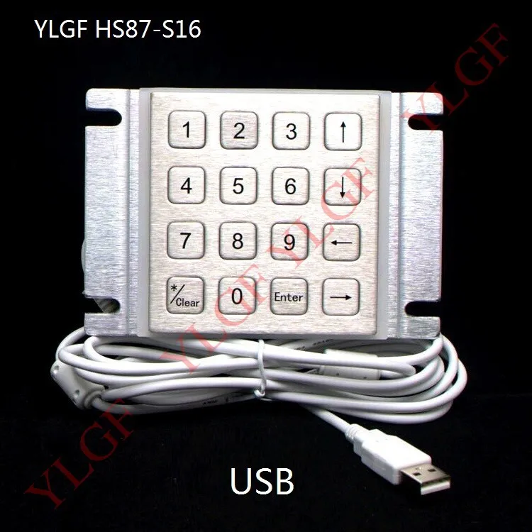 

Metal Keyboard Up Down Left Right Usb Interface Ylgf 16 Key USB Waterproof Ip65 Dust Anti Violence Stainless Steel Ring