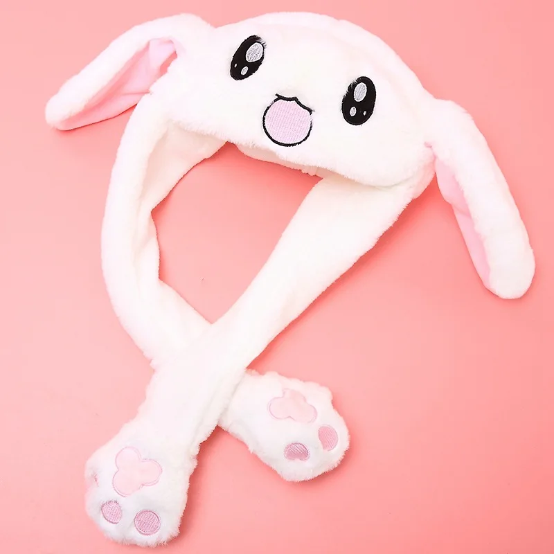 

Cute Plush Moving Rabbit Ears Hat Hand Pinching Ear To Move Vertical Ears Cap Kids Gilrs Women Party Stage Performance Gift