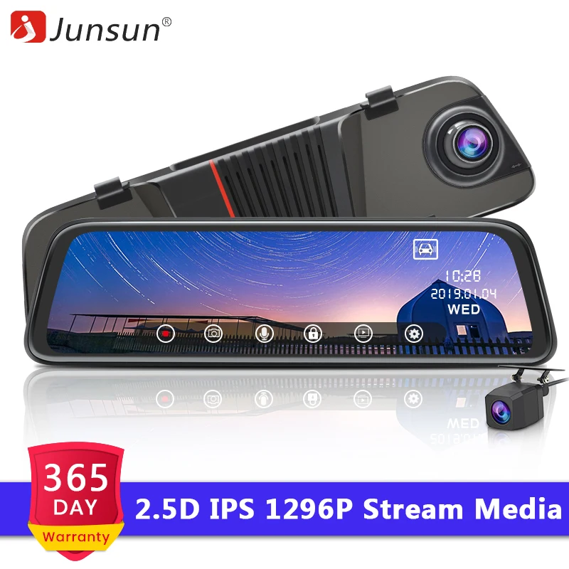 Junsun H16 New Tech 2.5D FHD 1296P Stream Media RearView Mirror DVR Dual lens Dash Camera 10" IPS Night Vision Parking Monitor
Junsun H16 New Tech 2.5D FHD 1296P Stream Media RearView Mirror DVR Dual lens Dash Camera 10" IPS Night Vision Parking Monitor