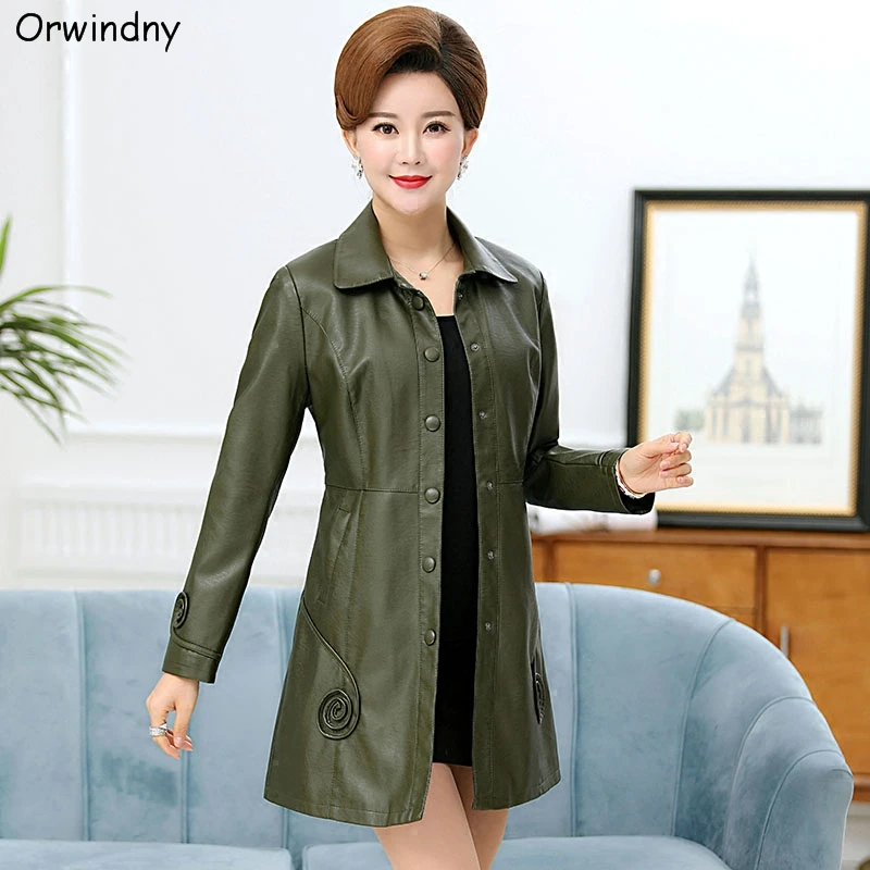 Женский Длинный кожаный Тренч Orwindny 5XL, кожаное пальто для мам, верхняя одежда, Осеннее облегающее пальто с карманами болотного цвета
Женский Длинный кожаный Тренч Orwindny 5XL, кожаное пальто для мам, верхняя одежда, Осеннее облегающее пальто с карманами болотного цвета