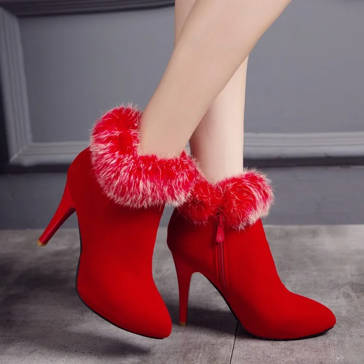 Big Size 11 12 13 14 Suede pointed slim heel side zipper rabbit fur collar inner waterproof platform short canister Martin boots
Big Size 11 12 13 14 Suede pointed slim heel side zipper rabbit fur collar inner waterproof platform short canister Martin boots