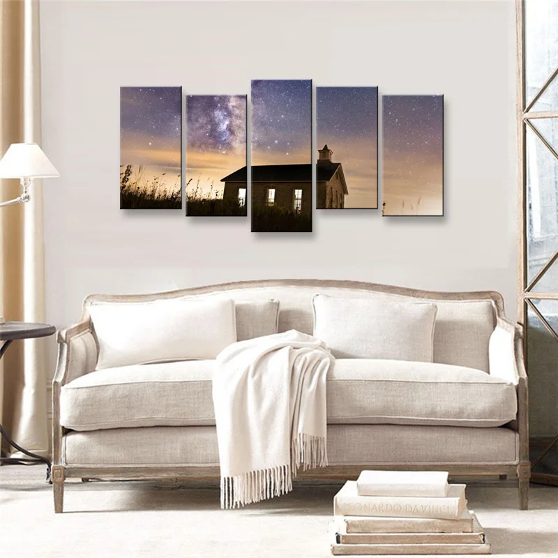 5 pieces high-definition print Universe canvas painting poster and wall art living room picture PL5-161 (4)