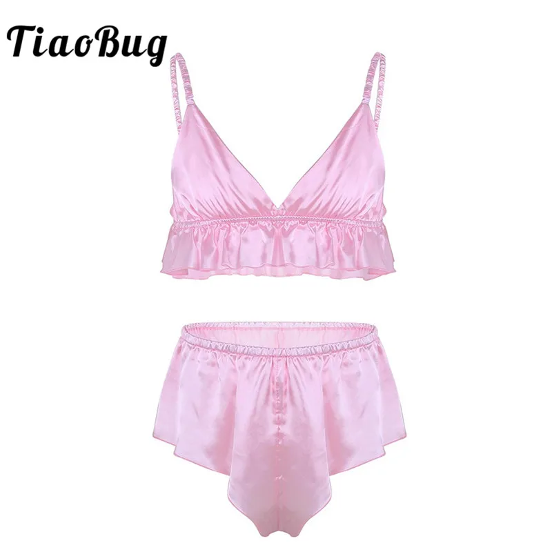 TiaoBug 2Pcs Mens Sissy Lingerie Soft Silky Bra Top with Loose Triangle Briefs Underwear Set Erotic Sexy Men Panties Underpants
TiaoBug 2Pcs Mens Sissy Lingerie Soft Silky Bra Top with Loose Triangle Briefs Underwear Set Erotic Sexy Men Panties Underpants