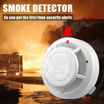 80dB Independent Home Kitchen Security Wireless Smoke Detector Fire Alarm Sensor Detector for Home House Office Security