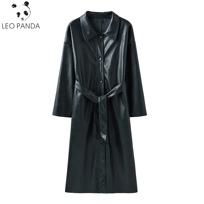 Faux Leather PU Coat 2019 New Spring Autumn Long Trench Coats Women Windbreaker Black Single Breasted Sashes Casual Lady Clothes
Faux Leather PU Coat 2019 New Spring Autumn Long Trench Coats Women Windbreaker Black Single Breasted Sashes Casual Lady Clothes