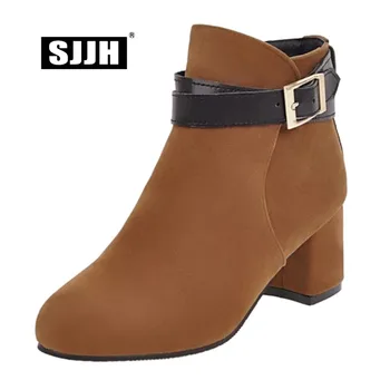 SJJH Women Nubuck Short Martin Boots with Round Toe Chunky Heels Slip-on Ankle Boots Fashion Formal Casual Shoes Large Size Q429
SJJH Women Nubuck Short Martin Boots with Round Toe Chunky Heels Slip-on Ankle Boots Fashion Formal Casual Shoes Large Size Q429