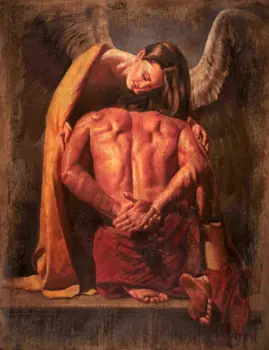 Stunning Oil painting romantic young angel lovers - Strong nude young man canvas
Stunning Oil painting romantic young angel lovers - Strong nude young man canvas