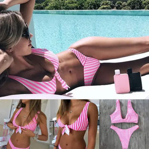 Hot Summer Womens Sexy Pink Striped Ladies Padded Push-up Bra Bikini Set Swimsuit Bathing Suit Swimwear Beachwear
Hot Summer Womens Sexy Pink Striped Ladies Padded Push-up Bra Bikini Set Swimsuit Bathing Suit Swimwear Beachwear