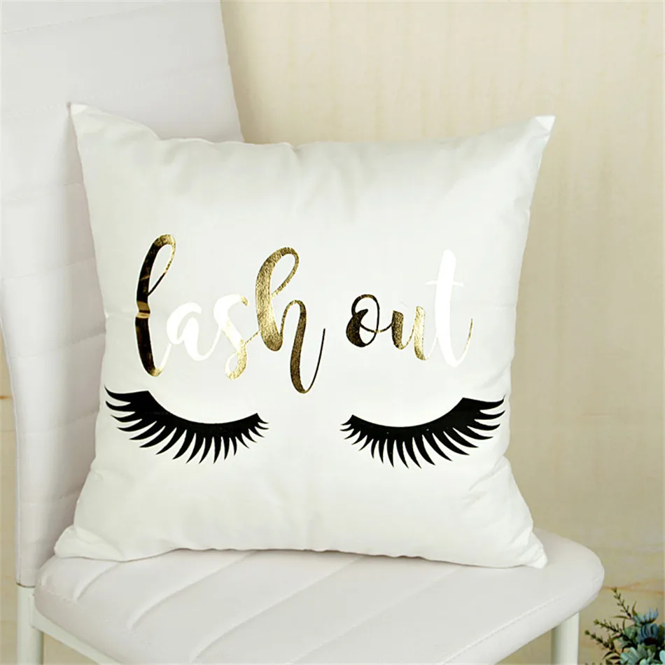 Bling Sequin Bronzing Pillowcase Cotton Pillows Case Cover Pillow Art Stripe Lips Black White Gold Bedroom Home Decorative (2)