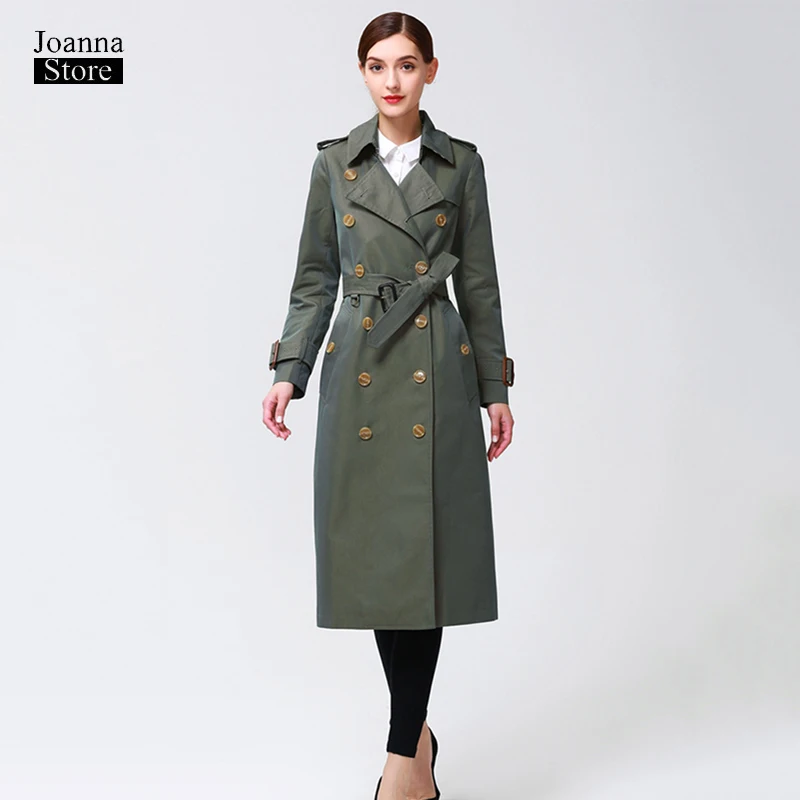 Classic waterproof gradient Trench coat for women double breasted long coat plus size slim overcoat green gray solid color coats
Classic waterproof gradient Trench coat for women double breasted long coat plus size slim overcoat green gray solid color coats