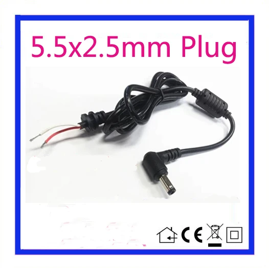 Image 1.2m DC 5.5 x 2.5 5.5*2.5mm Power Supply Plug Connector With Cord   Cable For Toshiba Asus Lenovo Laptop Adapter Free ship