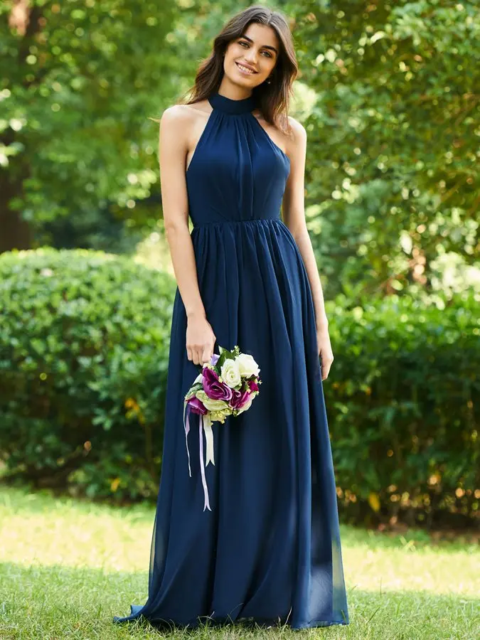 2020 Elegant Navy Blue Halter Bowknot Long Backless Bridesmaid Dresses Long Wedding Party Dress Prom Gown Vestido De Noiva
2020 Elegant Navy Blue Halter Bowknot Long Backless Bridesmaid Dresses Long Wedding Party Dress Prom Gown Vestido De Noiva