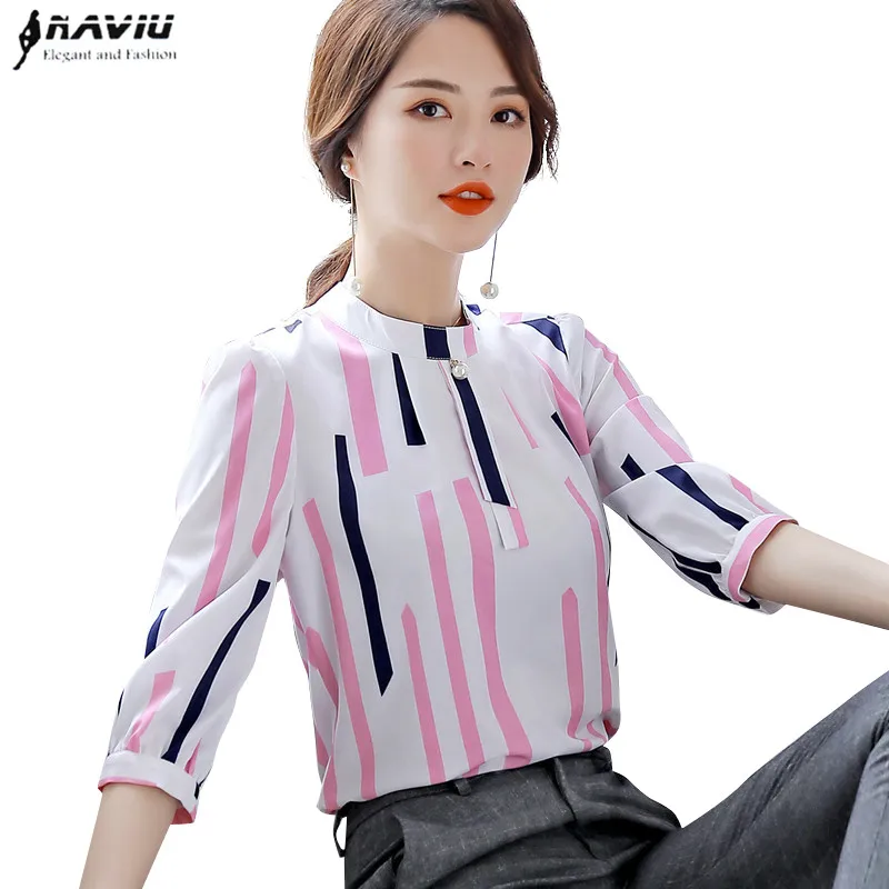 Elegant Temperament women half sleeve shirt new formal slim stripe printing chiffon blouse office lady plus size fashion tops
Elegant Temperament women half sleeve shirt new formal slim stripe printing chiffon blouse office lady plus size fashion tops