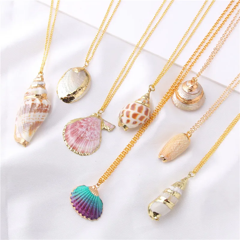 

Vinswet Boho Shell Necklace Conch Sea Gold Pendants Gift For Women Ocean Cowrie Seashell Beach Summer Necklace Hawaii Jewelry