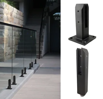 Stainless Steel Pool Fence Matt Black Square Glass Spigot Have In Stock