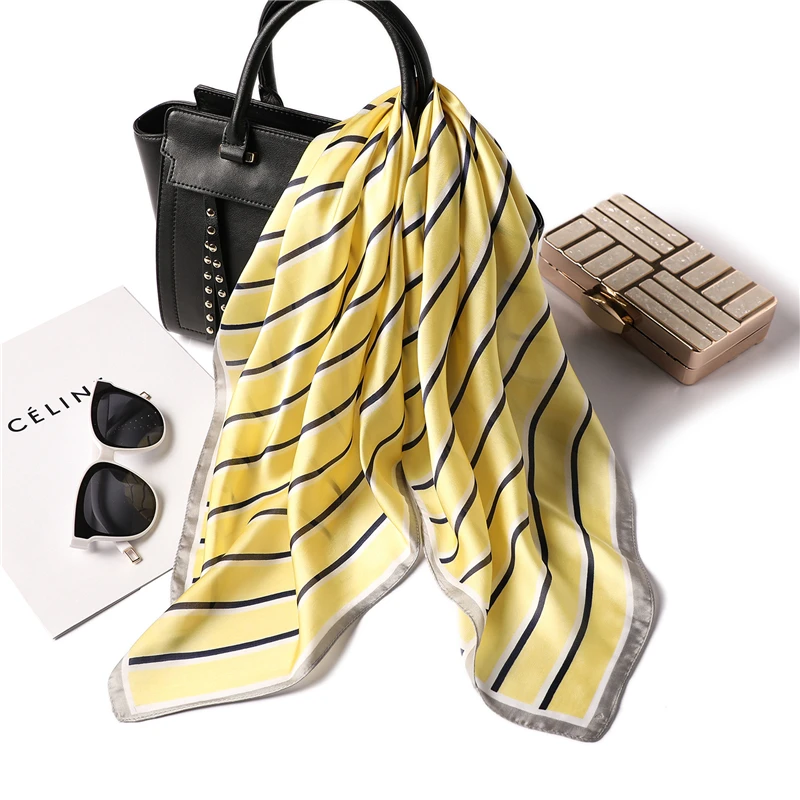 Fashion Silk Square Scarf for Women Neck Scarfs Striped Foulard Headband Shawls Wraps Lady Hand Kerchief 2019 New
Fashion Silk Square Scarf for Women Neck Scarfs Striped Foulard Headband Shawls Wraps Lady Hand Kerchief 2019 New