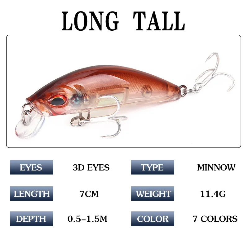 1Pcs 7cm/11.4g Wobblers Crankbait Minnow Fishing Lures Isca Artificial With 2 Hooks Hard Bait Sea Fishing Tackle
1Pcs 7cm/11.4g Wobblers Crankbait Minnow Fishing Lures Isca Artificial With 2 Hooks Hard Bait Sea Fishing Tackle