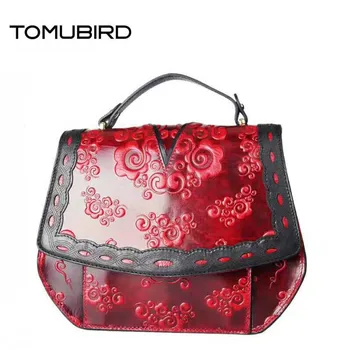 

TOMUBIRD Superior cowhide Embossed Flowers handbags women bags luxury fashion designer women genuine leather handbags tote bag