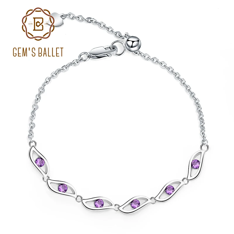 GEM'S BALLET 0.71Ct Natural Amethyst 925 Sterling Silver Adjustable Chain Link Bracelets Bangles For Women Wedding Jewelry
GEM'S BALLET 0.71Ct Natural Amethyst 925 Sterling Silver Adjustable Chain Link Bracelets Bangles For Women Wedding Jewelry