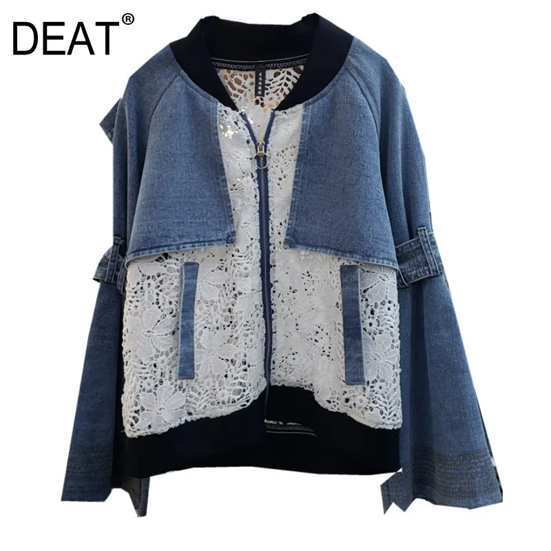 DEAT 2019 Early Autumn New Denim Patchwork Hook Flower Hollow Flare Sleeve Fashion Jacket Female Loose Casual Women Coat QK037
DEAT 2019 Early Autumn New Denim Patchwork Hook Flower Hollow Flare Sleeve Fashion Jacket Female Loose Casual Women Coat QK037