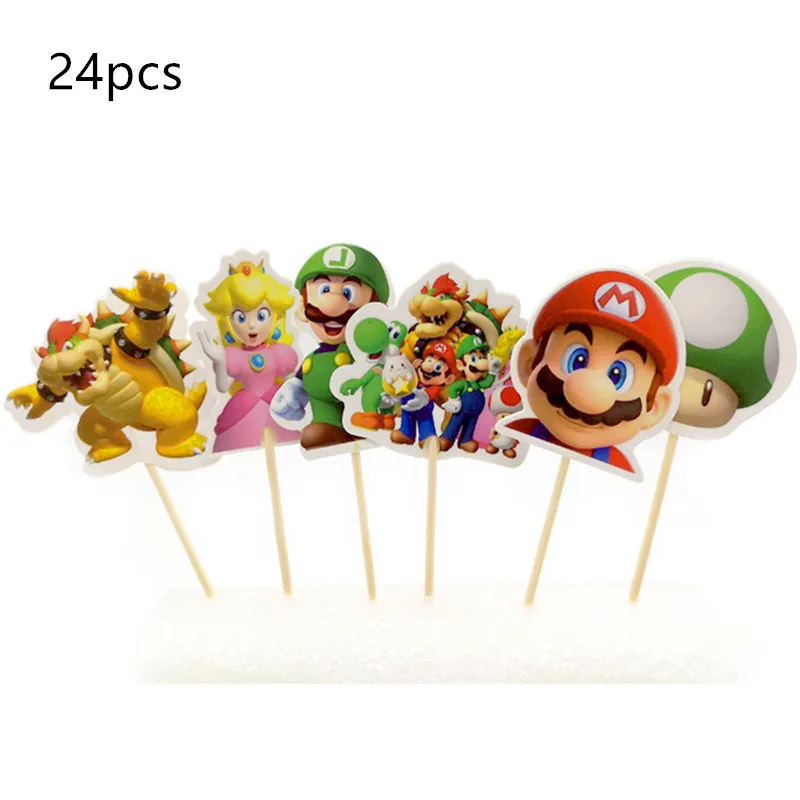 Happy Birthday Party Super Mario Theme Kids Boys Favors Cupcake Toppers With Sticks Decoration Baby Shower Cake Topper 24PCS
Happy Birthday Party Super Mario Theme Kids Boys Favors Cupcake Toppers With Sticks Decoration Baby Shower Cake Topper 24PCS