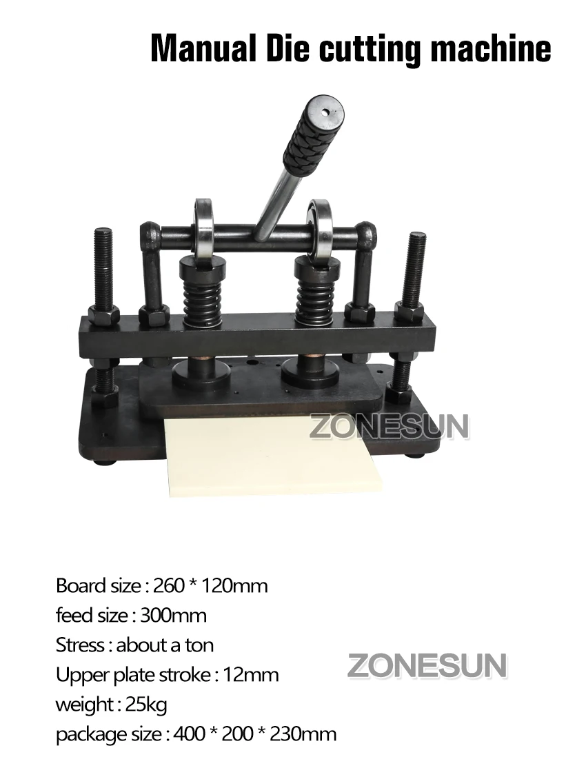 ZONESUN 26x12cm Double Wheel Hand Leather Die Cutting Machine