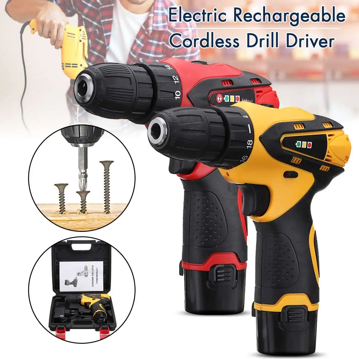 12V Electric Screwdriver Li Battery Rechargeable Multi-function 2 Speed Adjustable Cordless Electric Drill Power Tools
12V Electric Screwdriver Li Battery Rechargeable Multi-function 2 Speed Adjustable Cordless Electric Drill Power Tools