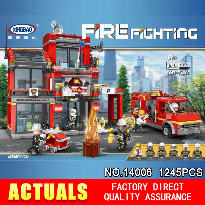 XINGBAO 14006 City Toys Series The Fire Squadron Set Children Building Blocks Bricks Educational Toys Kids DIY Birthday Gifts
XINGBAO 14006 City Toys Series The Fire Squadron Set Children Building Blocks Bricks Educational Toys Kids DIY Birthday Gifts