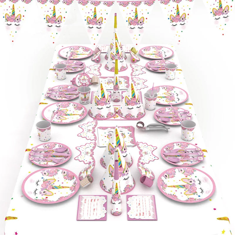 Kit Cute Unicorn Theme Party Sets Disposable Dishware Party Decoration Cartoon Theme Party Cartoon Animal for Birthday
Kit Cute Unicorn Theme Party Sets Disposable Dishware Party Decoration Cartoon Theme Party Cartoon Animal for Birthday