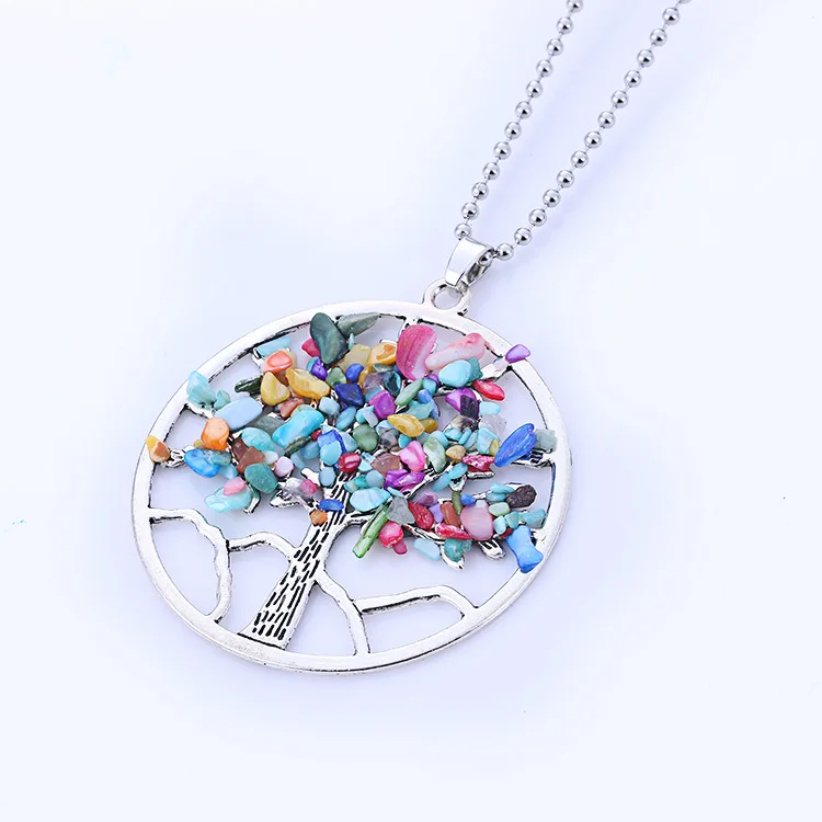 Women's Fashion Natural Stone Chip Tree Pendant Necklace Jewelry Tiger eye Colorful Choker Necklaces With Bead Chain
Women's Fashion Natural Stone Chip Tree Pendant Necklace Jewelry Tiger eye Colorful Choker Necklaces With Bead Chain