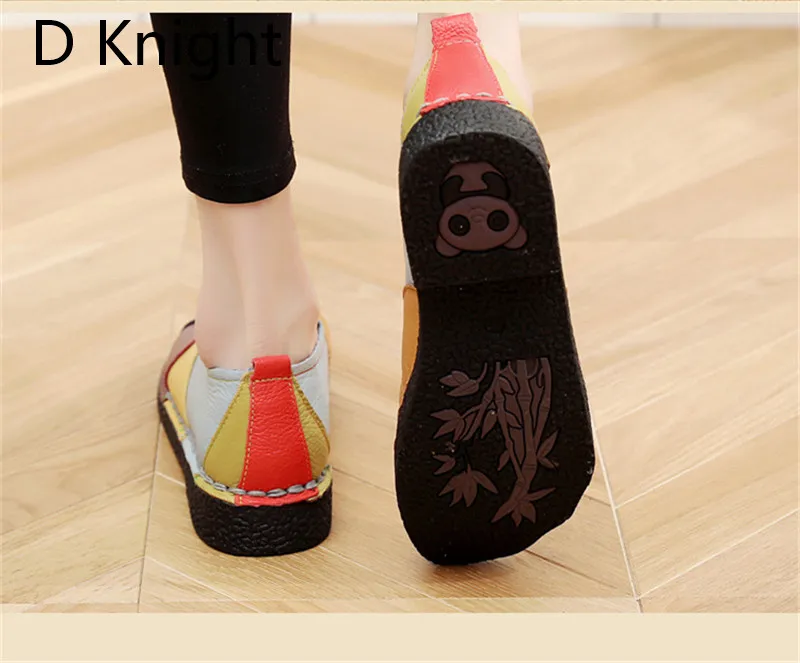 2018 Vintage Flat Shoes Woman Loafers Ethnic Style Handmade Genuine Leather Women's Shoes & Flats Mixed Colors Casual Boat Shoes (18)
